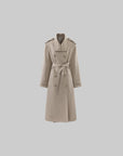 ROVENTE Sculpted Collar Belted Trench Coat