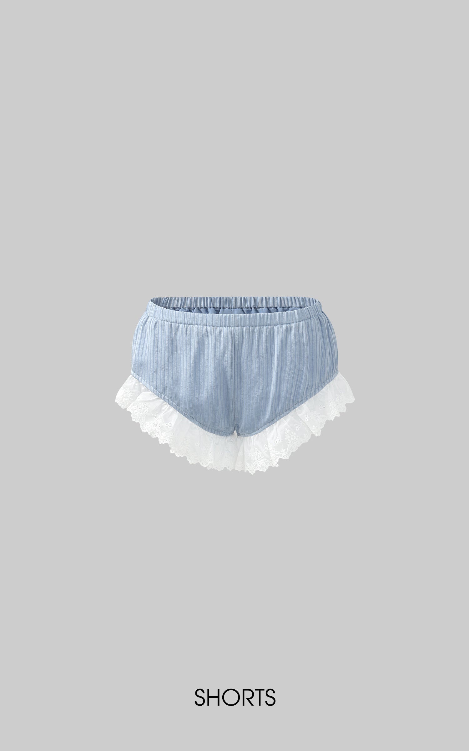 Rase le sol Lace Trim Lantern Sleeve Top &amp; Shorts Set - PINKPARKS