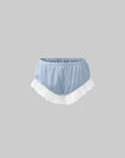 Rase le sol Lace Trim Lantern Sleeve Top & Shorts Set - PINKPARKS
