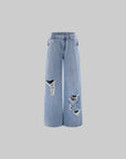Rase le sol Distressed Wide-Leg Jeans
