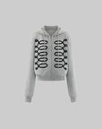 0122stepll Braided Loop Graphic Cropped Zip-Up Hoodie