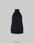 IAMXIAA Open-Back Halter Neck Draped Sleeveless Top