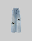 WARDEN EDGE Distressed Wide Leg Denim Pants