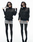 IAMXIAA Sheer Dolman Sleeve Turtleneck Knit Top