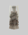 Rase le sol Tiered Lace-Panel Bustier Dress with Sheer Gloves