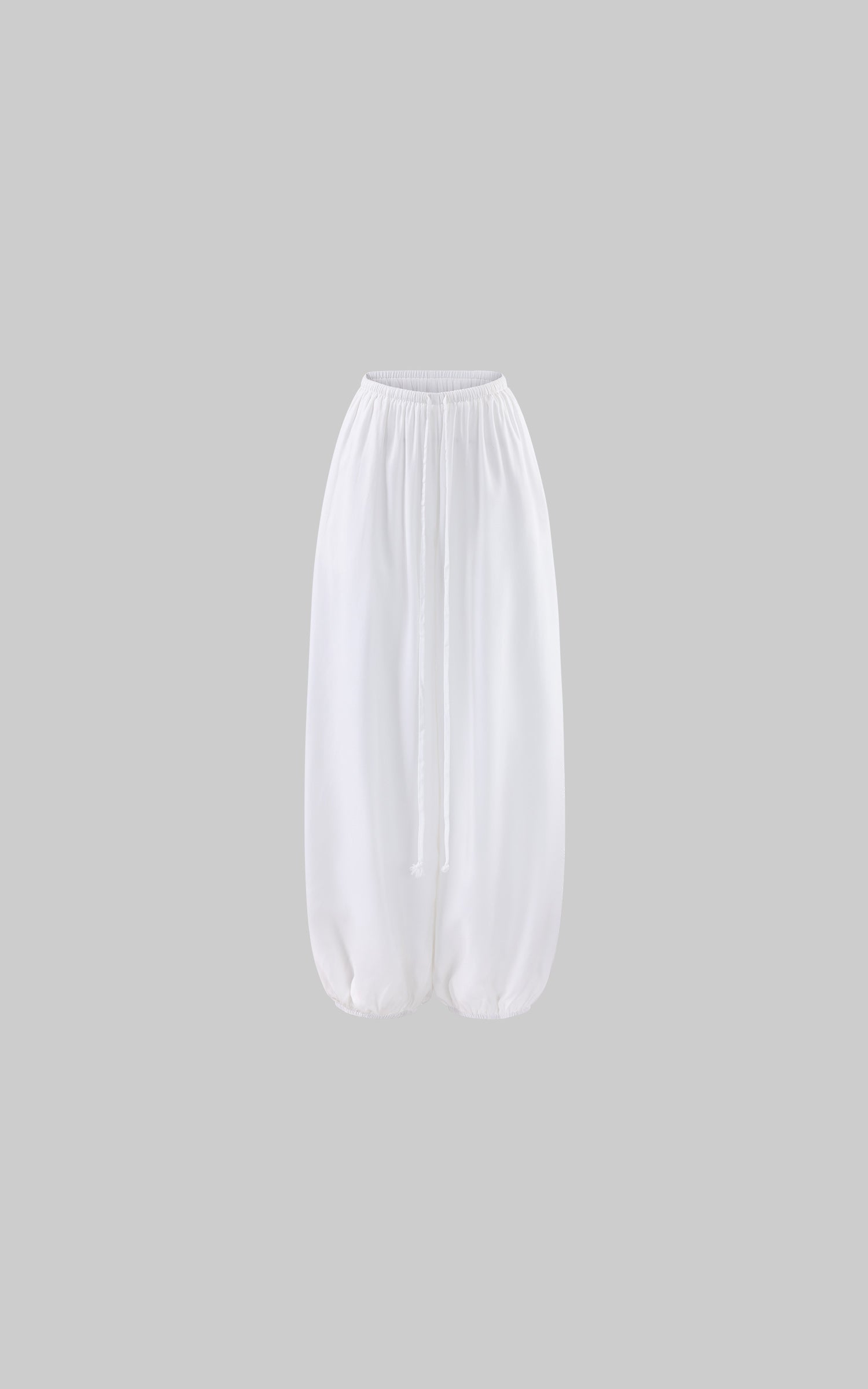 Rase le sol White Draped Wide-Leg Drawstring Pants