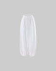 Rase le sol White Draped Wide-Leg Drawstring Pants