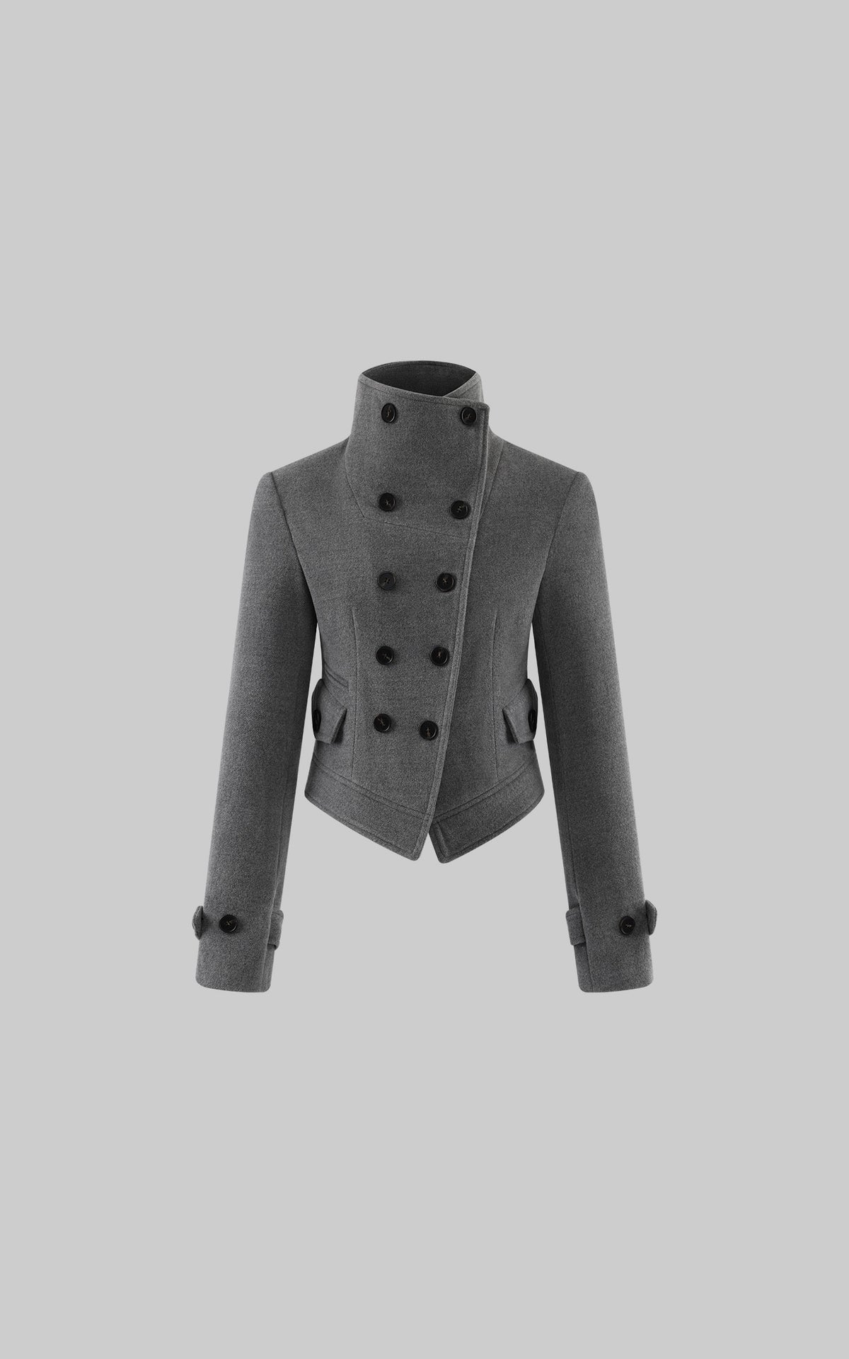 WARDEN EDGE Sculpted High-Collar Double-Breasted Cropped Jacket