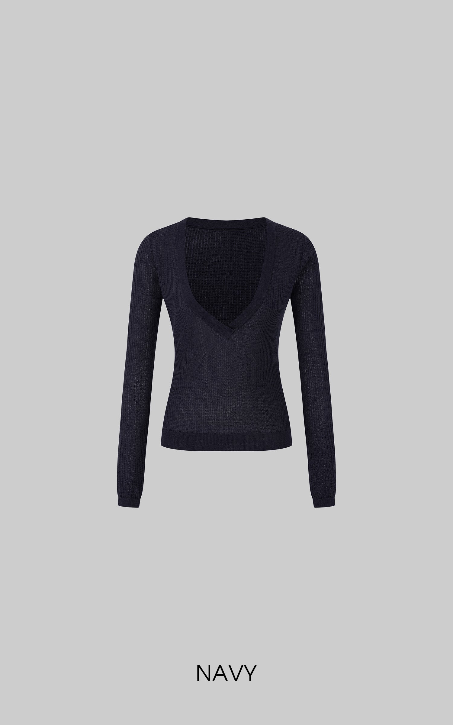 IAMXIAA Deep V-Neck Sheer Knit Sweater
