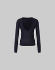 IAMXIAA Deep V-Neck Sheer Knit Sweater