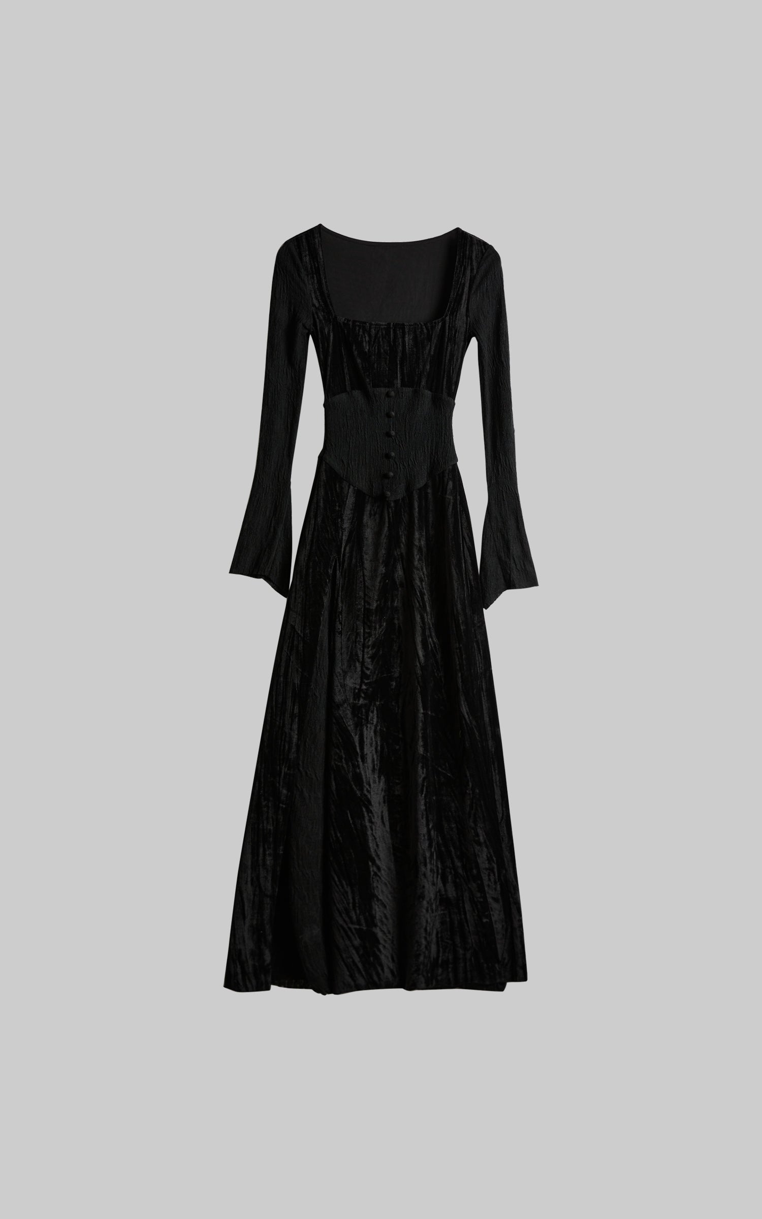 DOINDULGE Wool Velvet Long Dress with Corset Waist