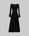 DOINDULGE Wool Velvet Long Dress with Corset Waist