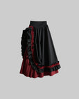 DOINDULGE Flared Skirt with Layered Frill Draping and Contrast Underskirt