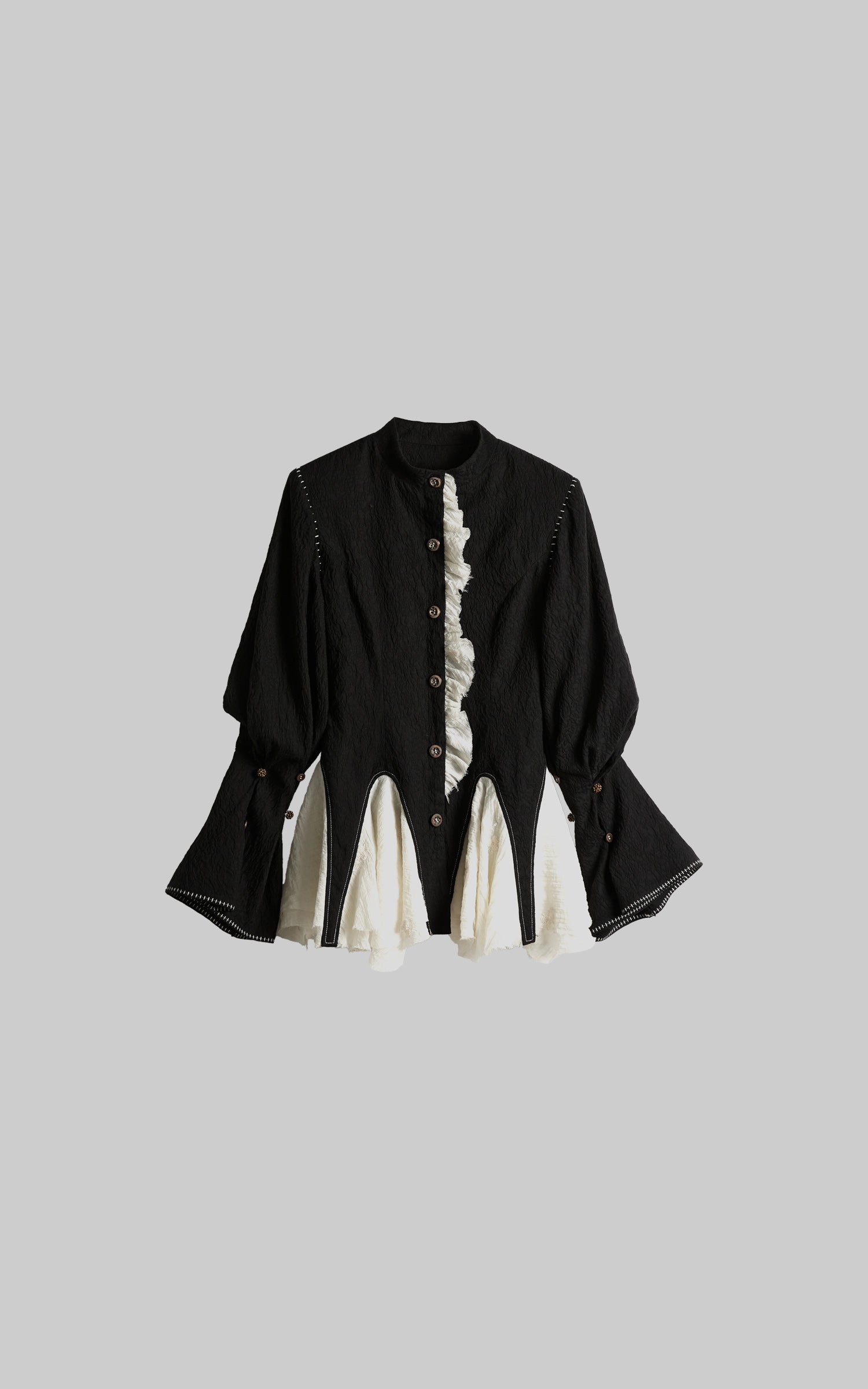 DOINDULGE Structured Crinkle Sculptural Peplum Jacket