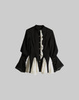 DOINDULGE Structured Crinkle Sculptural Peplum Jacket