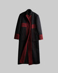 DOINDULGE Wool-Blend Contrast Panel Long Coat
