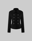 Hydrae Sculpted Waist Military Button Structured Blazer Jacket