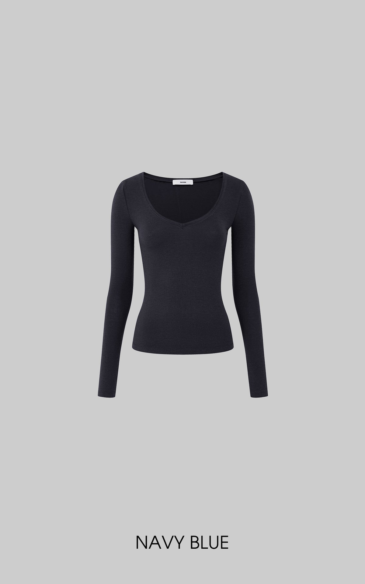 IAMXIAA Slim-Fit V-Neck Knit Top with Thumbhole Sleeves