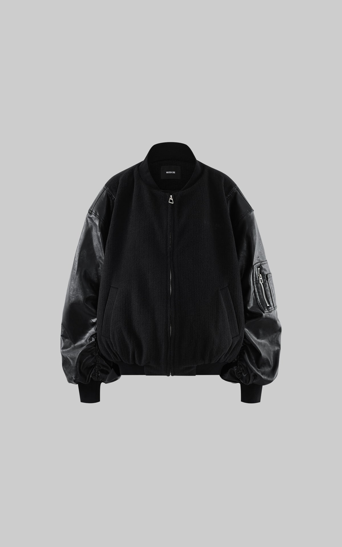 WARDEN EDGE Oversized Contrast Sleeve Varsity Bomber Jacket