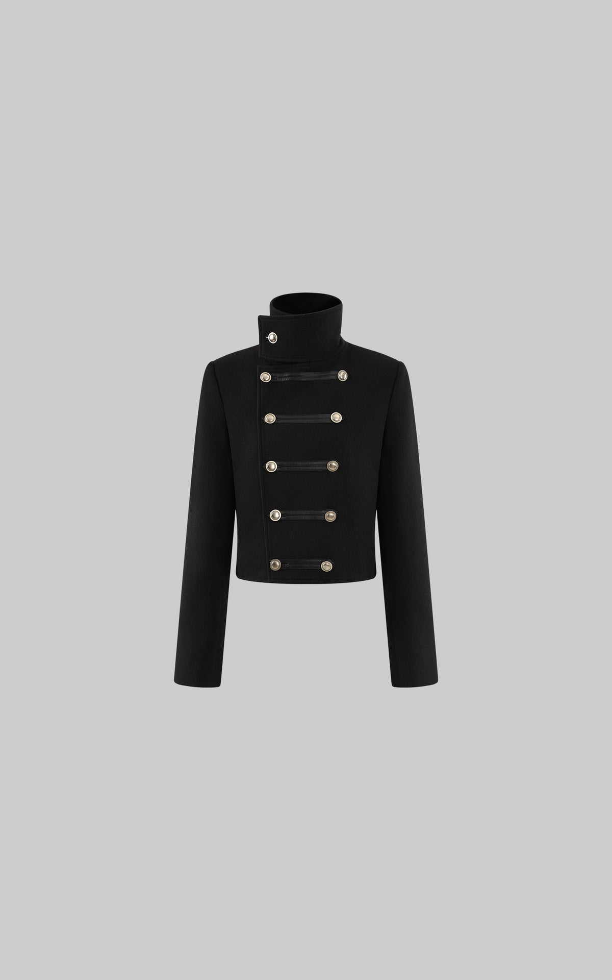 0122stepll High Collar Cropped Military Jacket