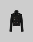 0122stepll High Collar Cropped Military Jacket