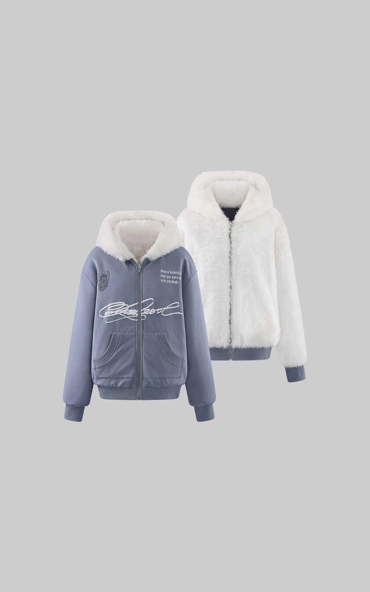 Rase le sol Reversible Faux Fur Hooded Zip Jacket