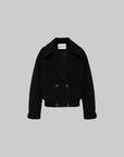 IAMXIAA Double-Breasted Cropped Wool-Like Jacket Women Short Lapel Coat