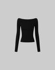 IAMXIAA Off-Shoulder Slim Long Sleeve Knit Top