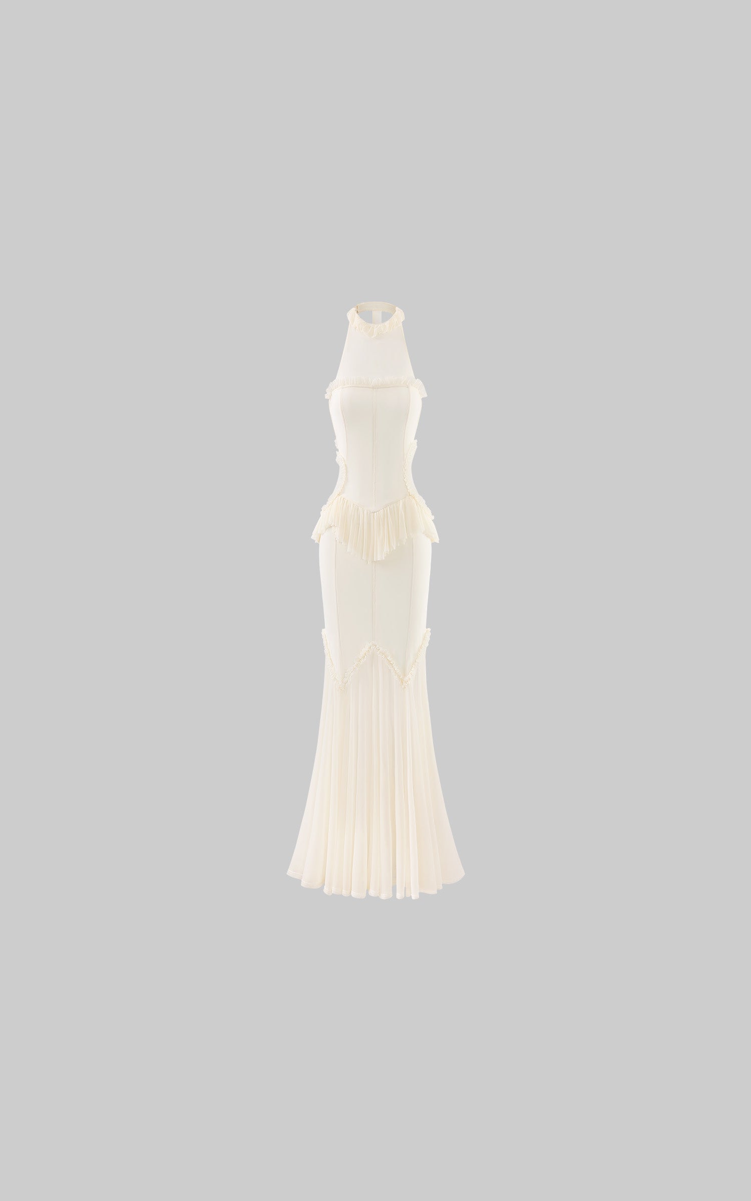 RASE LE SOL Ruffled Open-Waist Mermaid Dress