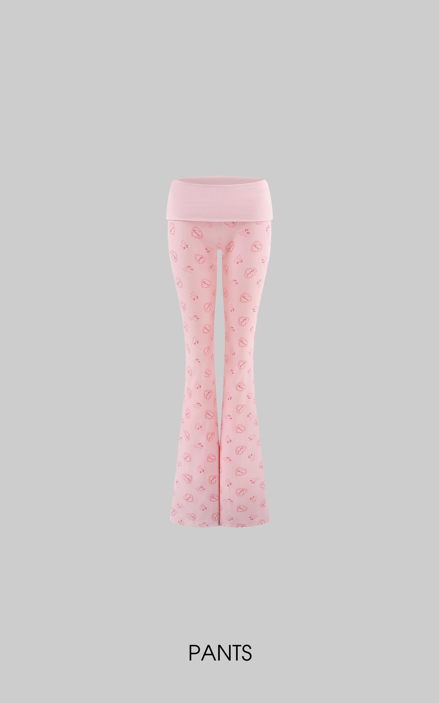 Rase le sol Pink Printed Hooded Fitted Zip Hoodie and Low-Rise Flared Pants Set