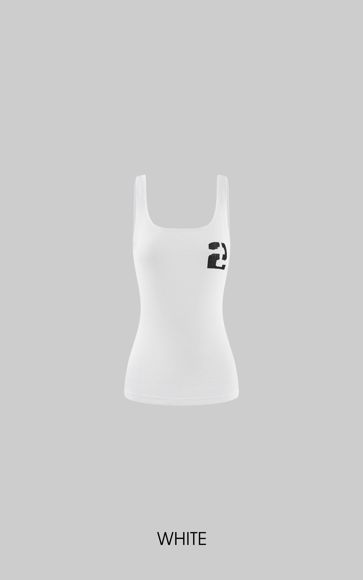 WARDEN EDGE Ribbed Slim Tank Top with Numeric Print Minimal Camisole