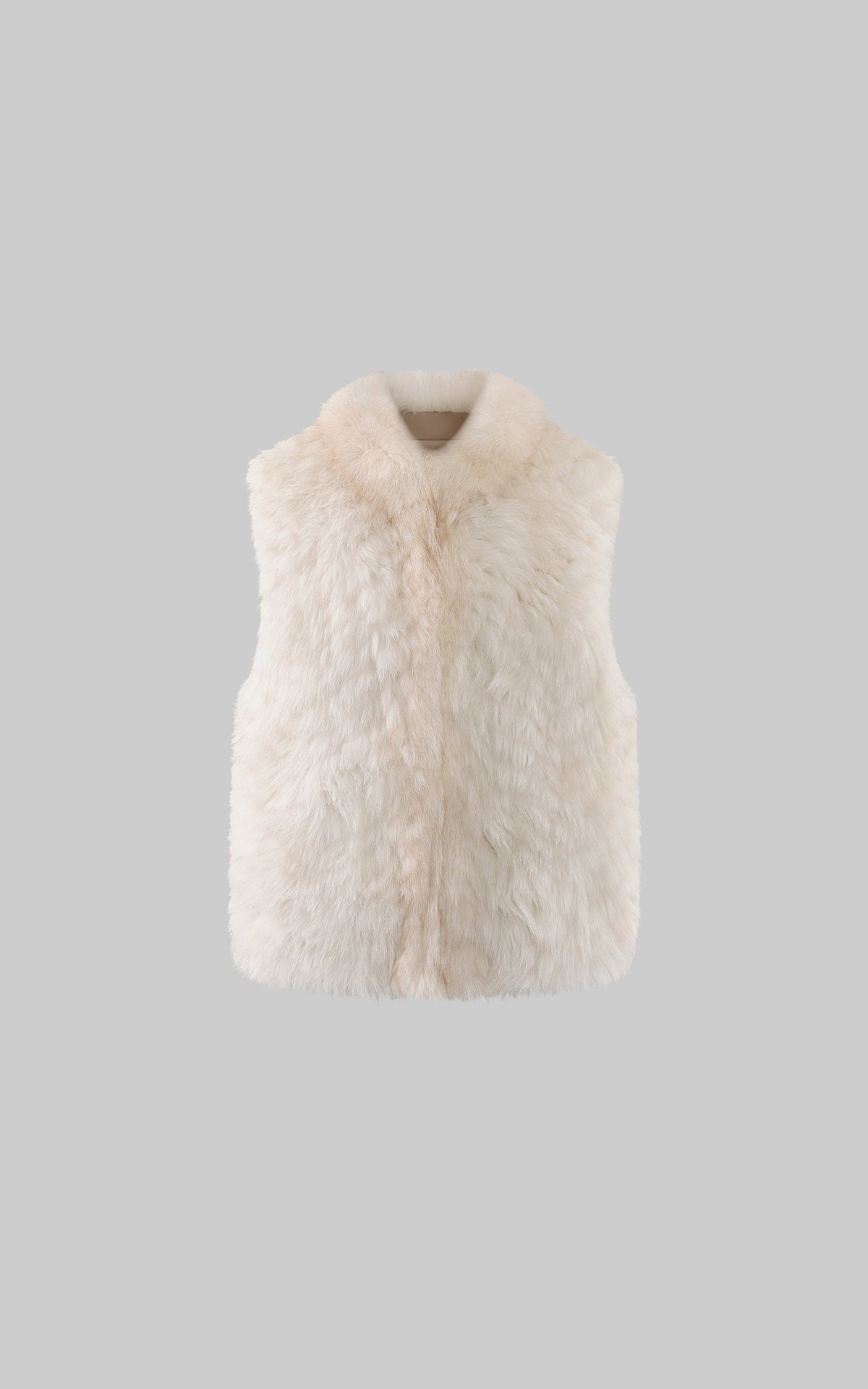 WARDEN EDGE Ivory Fox Fur Shawl Collar Vest