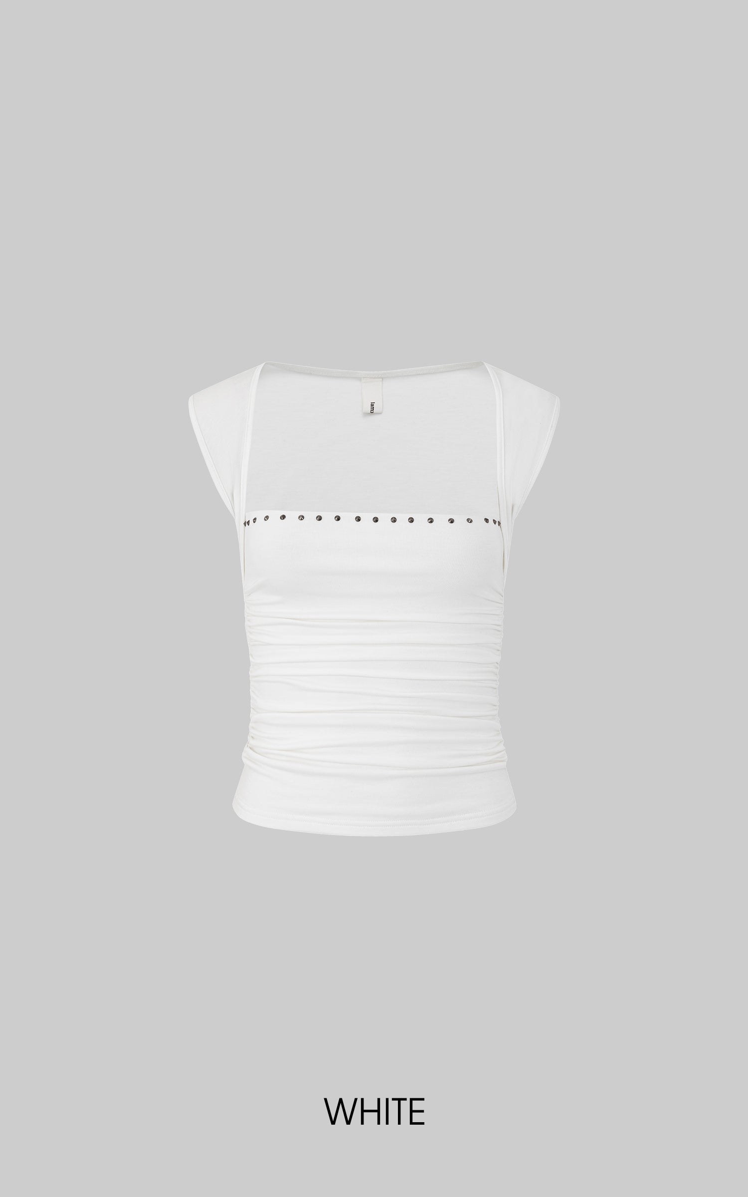 IAMXIAA Studded Ruched Square Neck Tee