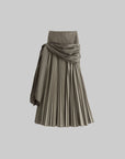 DOINDULGE Draped Pleated Layered Long Skirt