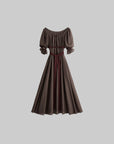 DOINDULGE Square Neck Puff Sleeve Maxi Dress