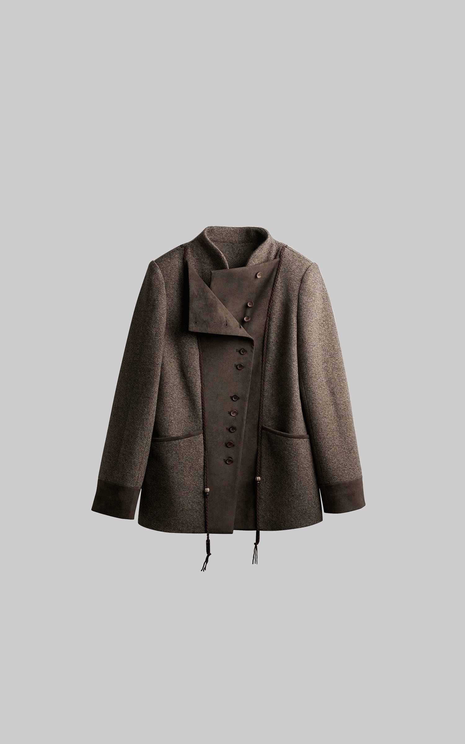 DOINDULGE Asymmetric Wool-Blend Structured Jacket