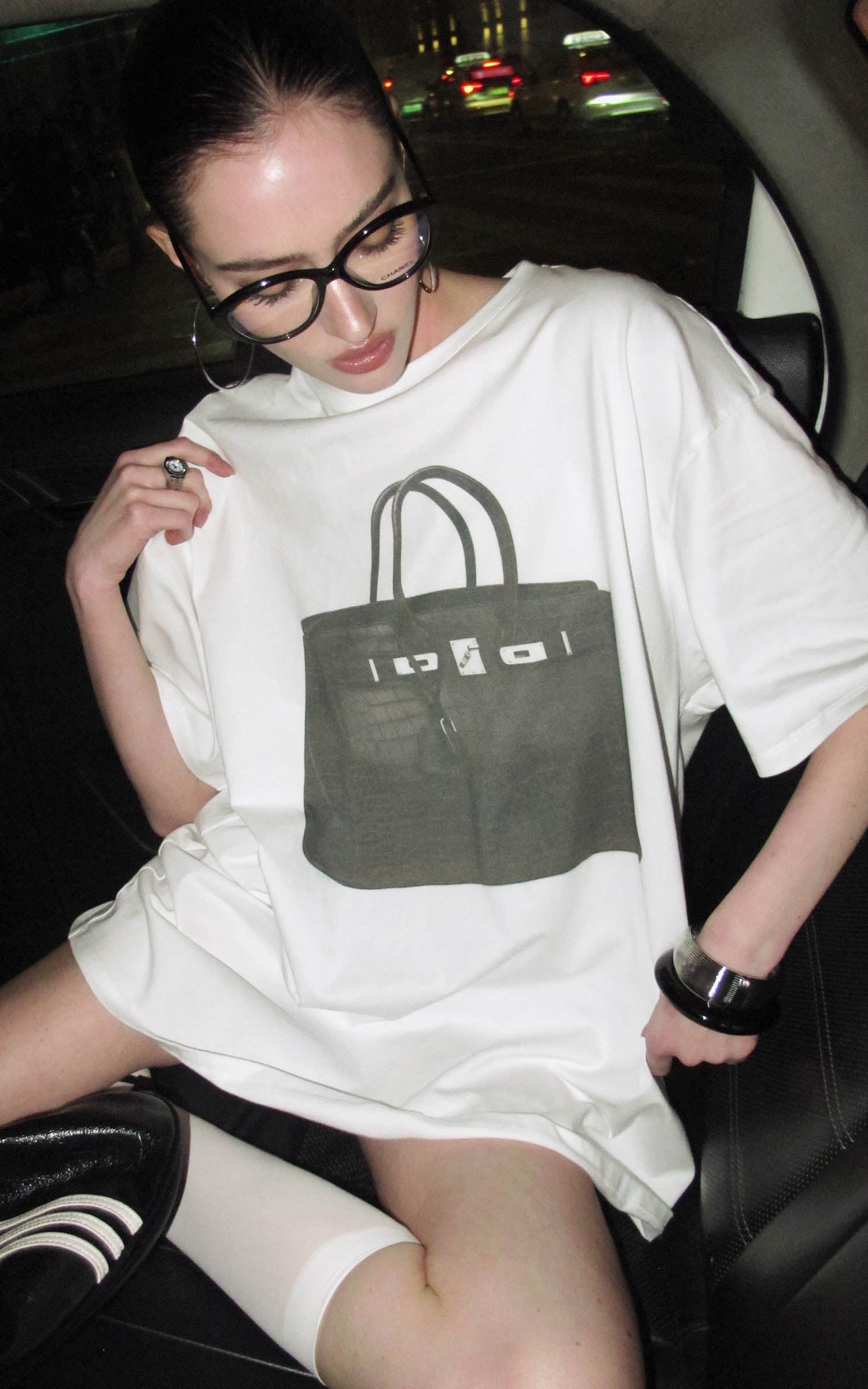 0122stepll T-shirt oversize à imprimé sac