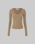 IAMXIAA Studded V-Neck Long Sleeve Tee
