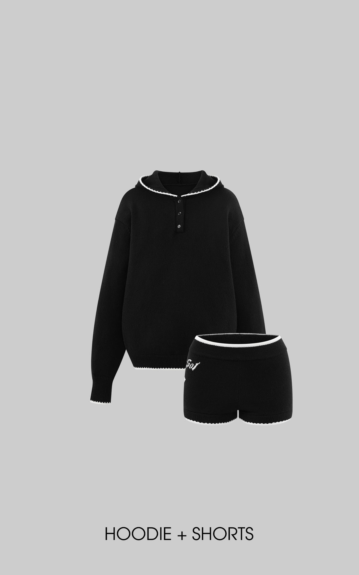 Rase le sol Monastic Knitwear Set with Hoodie Pullover &amp; Shorts