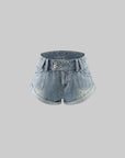 WARDEN EDGE Washed Denim Low-Rise Folded Hem Shorts