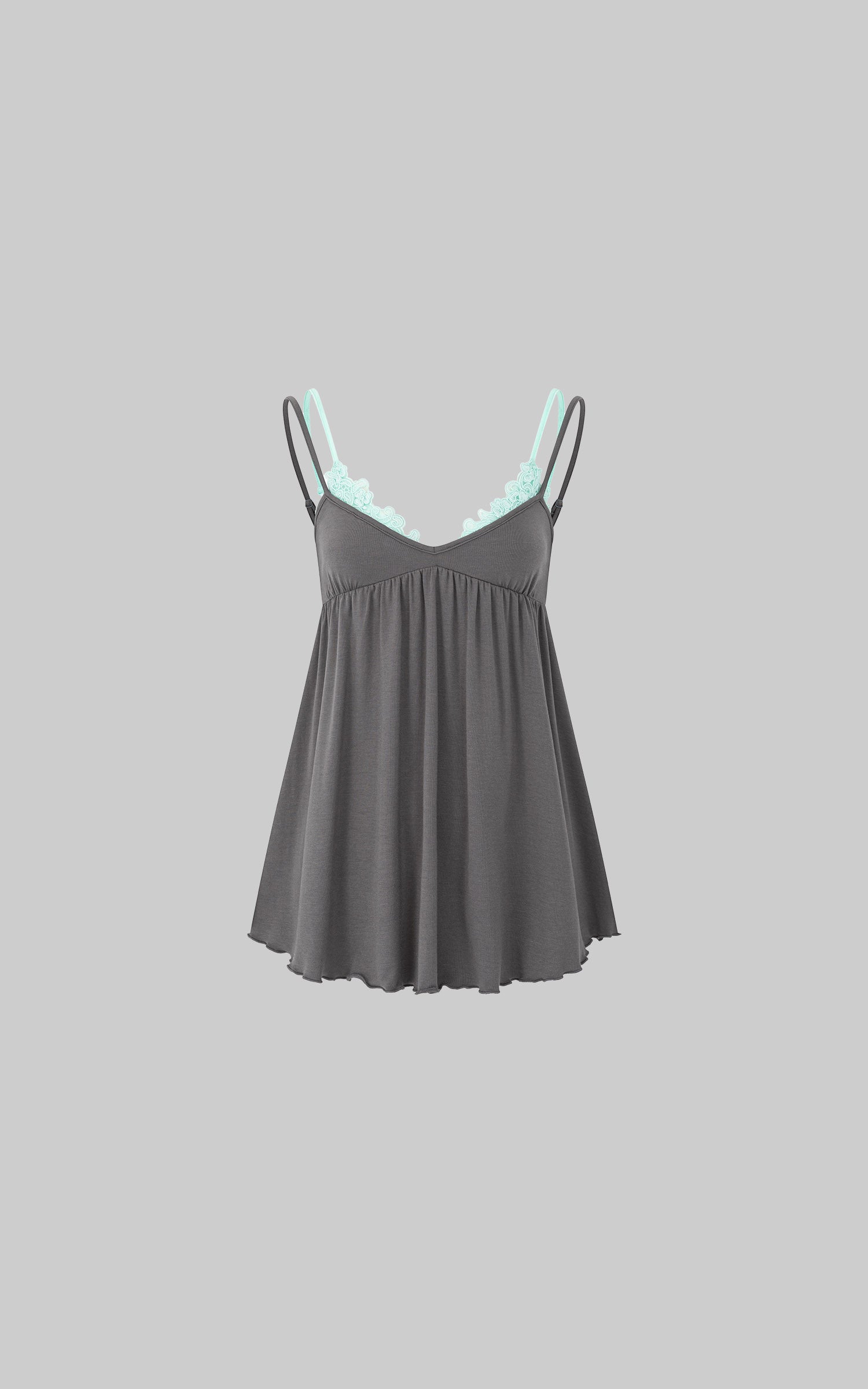 IAMXIAA Lace Trim Layered Cami Babydoll Swing Tank Top