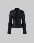 ROVENTE Faux Leather Tailored Blazer & Pencil Skirt Set