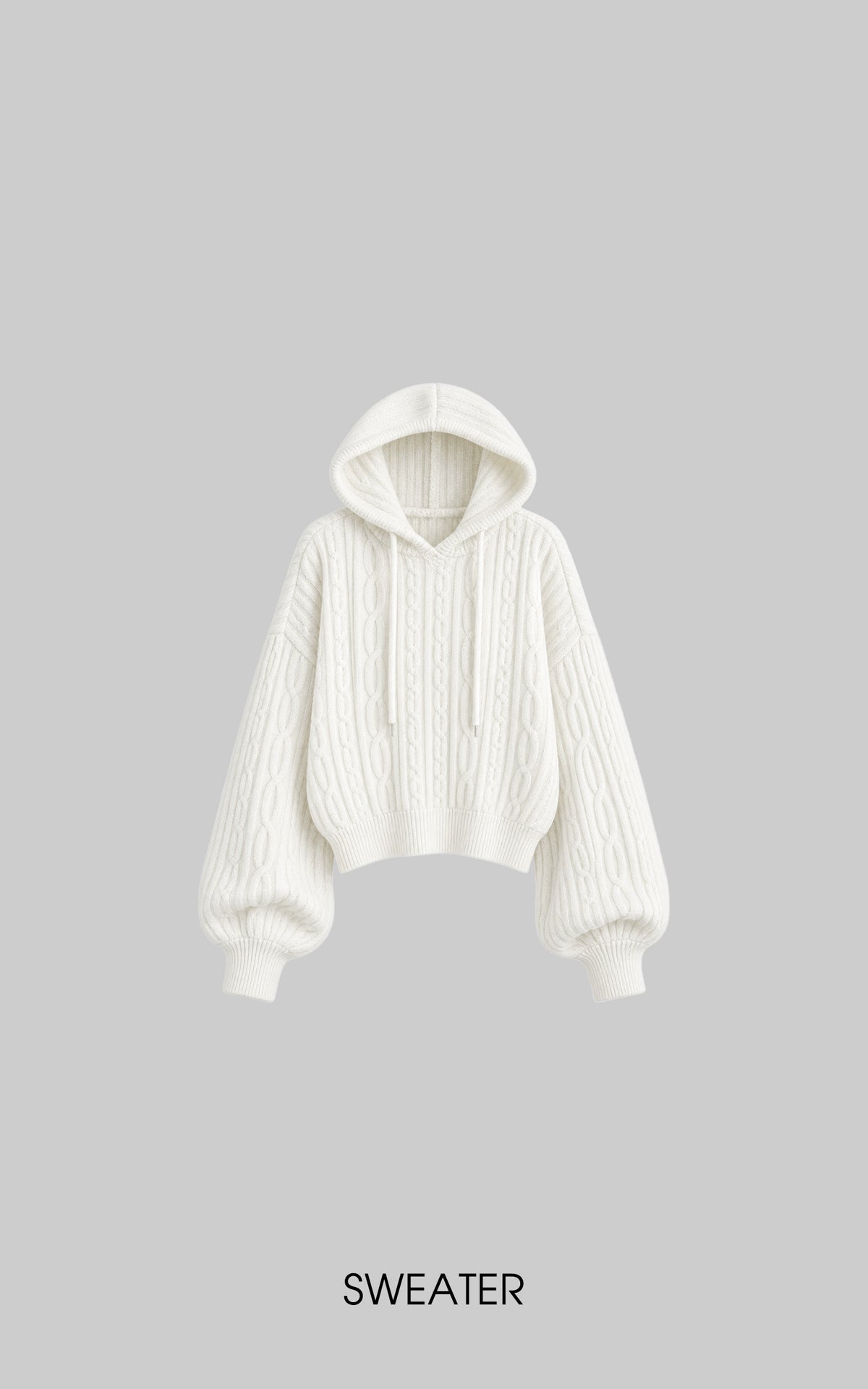 WARDEN EDGE Cable Knit Hooded Sweater and Shorts Set