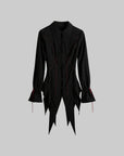 DOINDULGE Asymmetric Hem Shirt with Red Stitch Detail