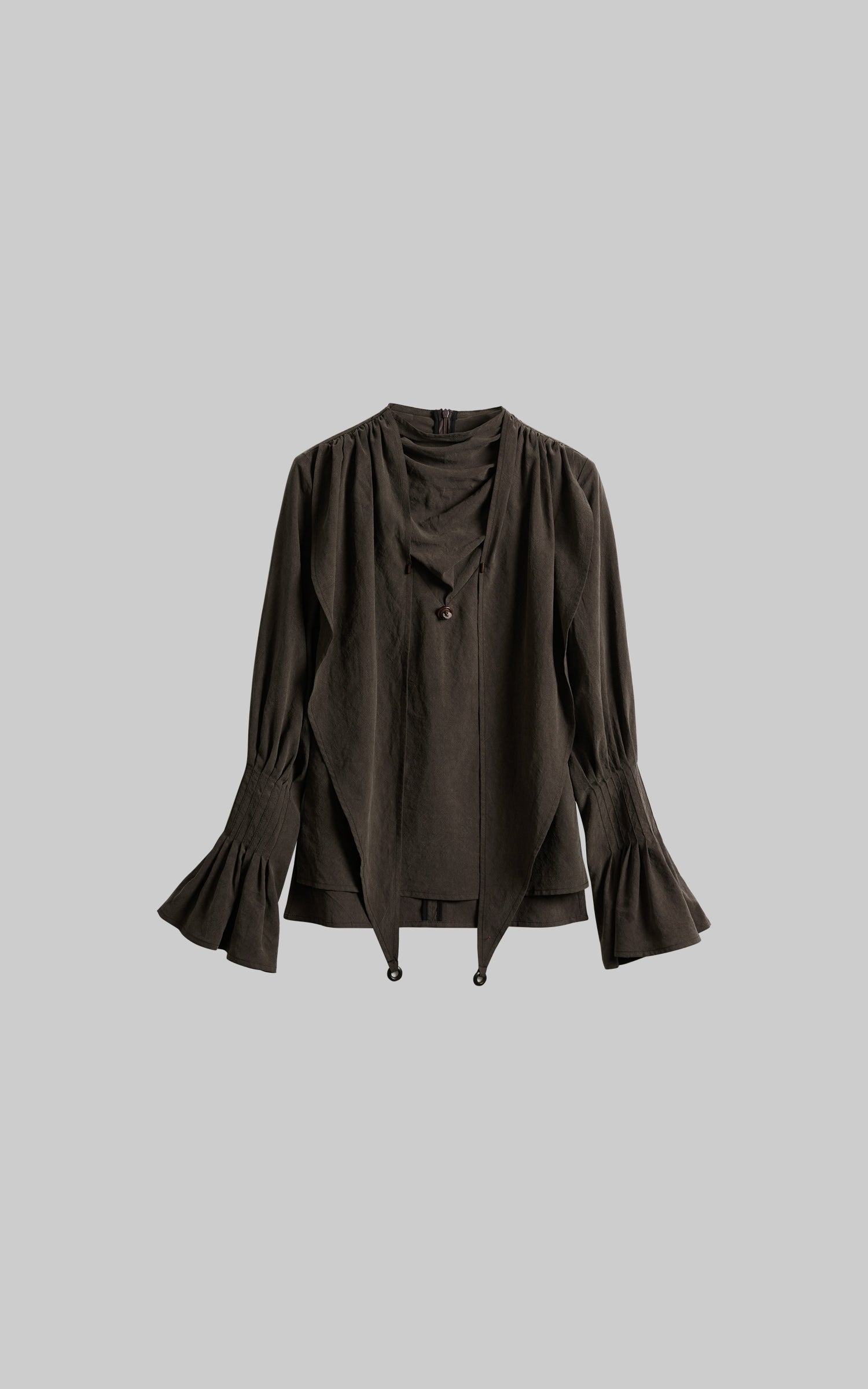 DOINDULGE Draped Sleeve Top with Layered Neckline