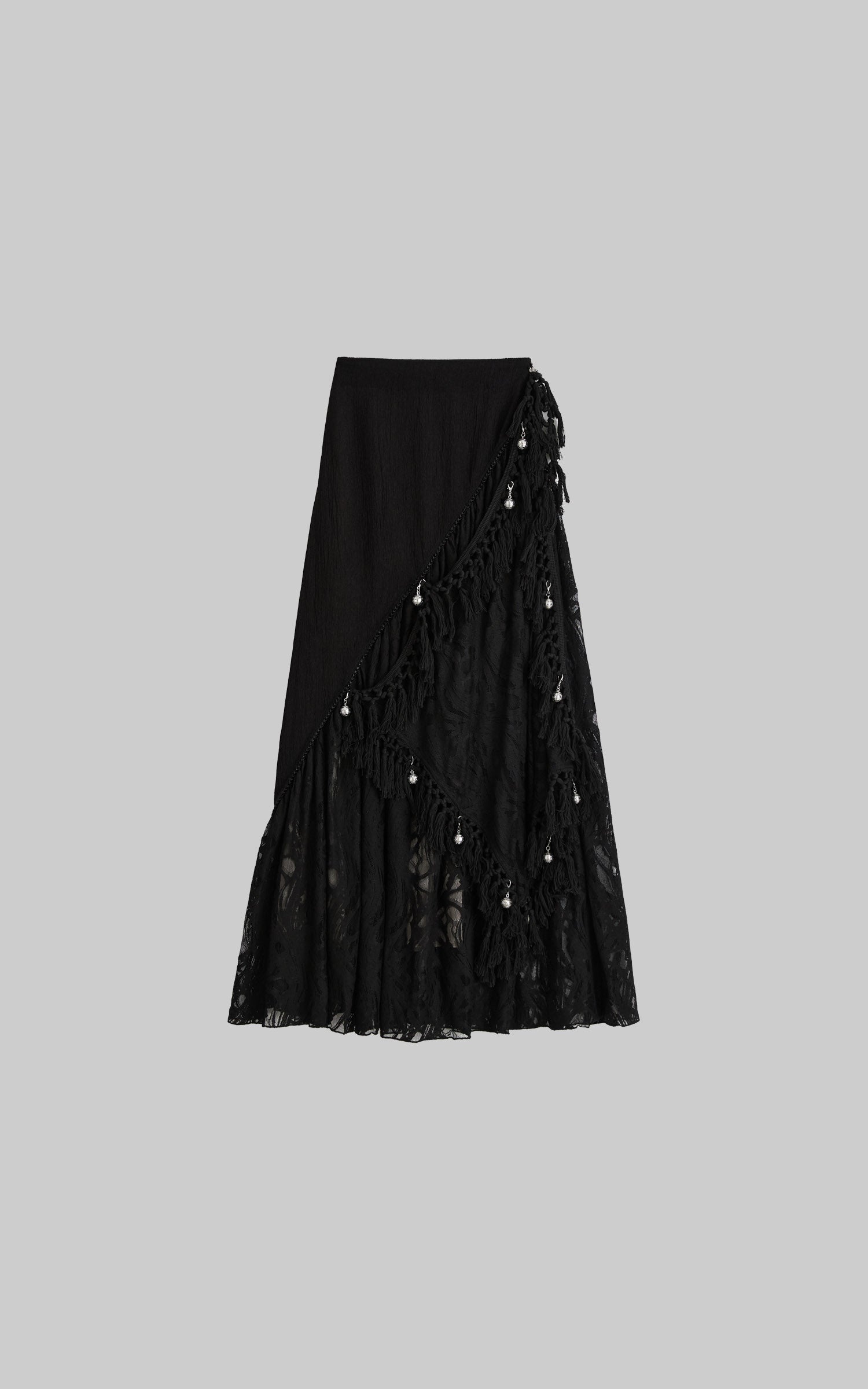DOINDULGE Detachable Asymmetric Lace Maxi Skirt