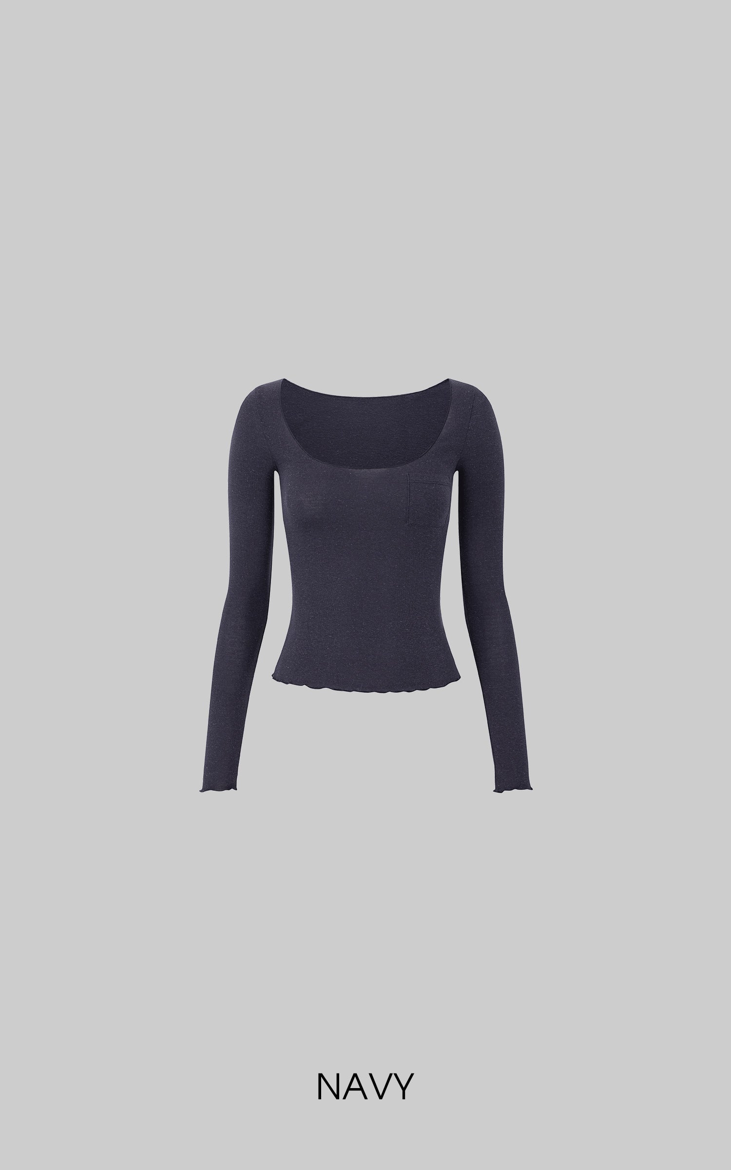 IAMXIAA Scoop Neck Pocket Long Sleeve Tee