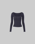 IAMXIAA Scoop Neck Pocket Long Sleeve Tee