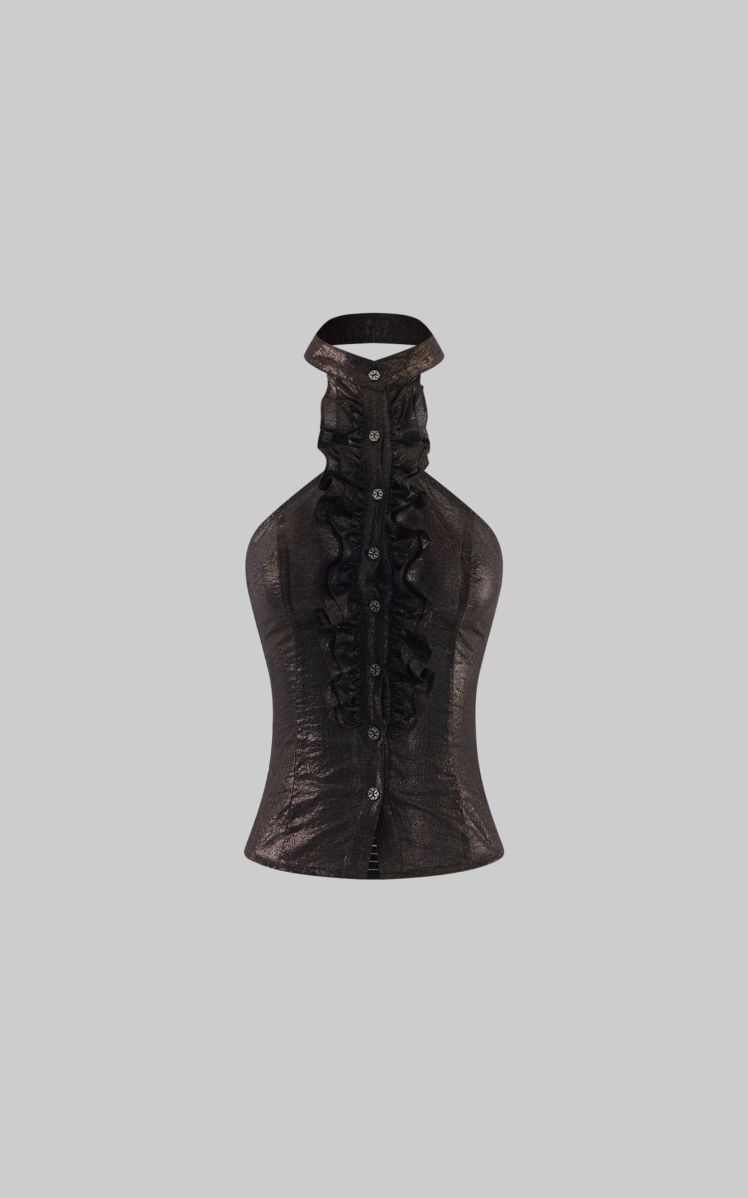 Hydrae Shimmer Ruffle Halter Corset Top