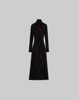 DOINDULGE High Neck Contrast Stitch Knit Maxi Dress